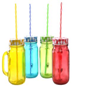 VASO DE VIDRIO C/ TAPA Y PITILLO