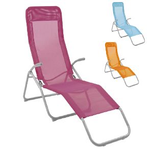 SILLA DE PLAYA PLEGABLE NARANJA / AZUL Y ROSADO