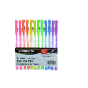 PLUMAS DE GEL 12PCS COLORES PASTELES