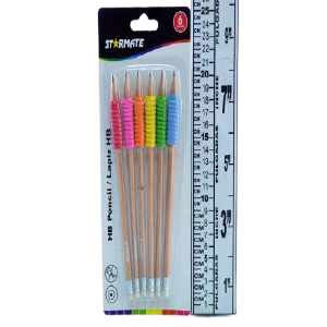 LAPICES HB C/BORRADOR Y AGARRE 6 PZA