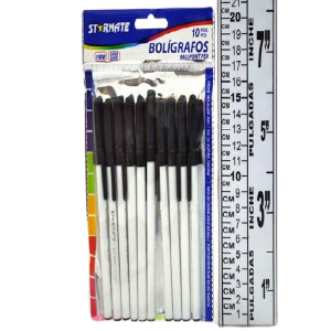 BOLIGRAFOS 1MM 10PCS NEGRO